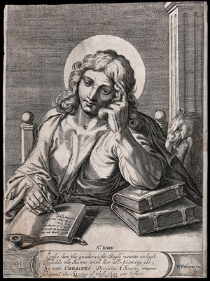 view Saint John the Evangelist. Line engraving by W. Faithorne, 1653.