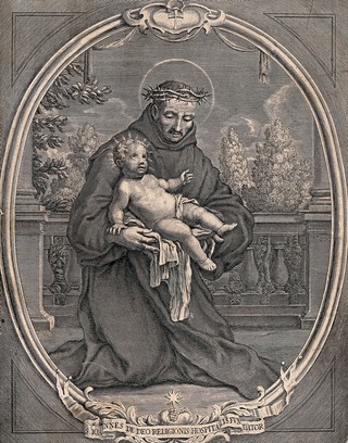 Saint John of God. Engraving by B. Fariat after L. Baldi.