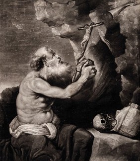 Saint Jerome (?) or Saint John the Evangelist (?). Mezzotint by R. Laurie after Sir P.P. Rubens.