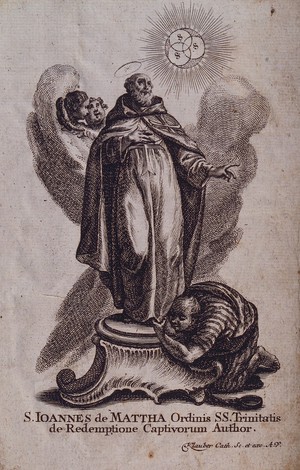 view Saint John of Matha. Etching by J. and J. Klauber.