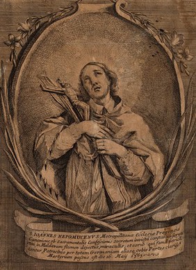 Saint John of Nepomucen. Etching.