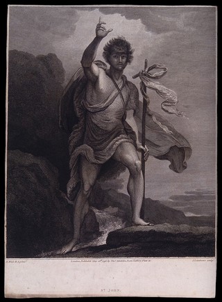 Saint John the Baptist. Engraving by J. Landseer, 1796, after B. West.