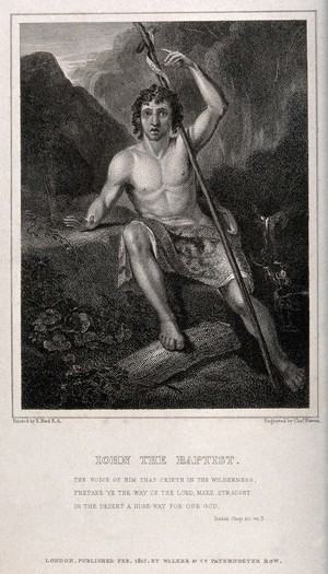 view Saint John the Baptist. Engraving by C. Warren, 1817, after E. Bird.