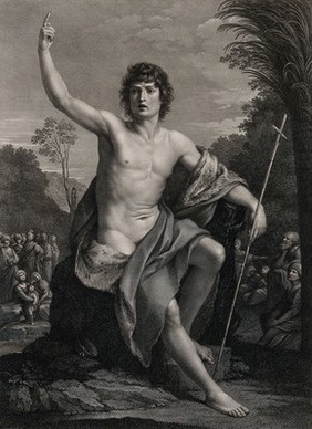 Saint John the Baptist. Etching by R. Morghen after S. Tofanelli after G. Reni.