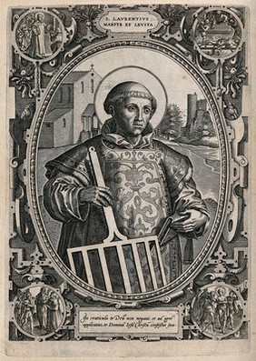 Saint Laurence of Rome. Engraving.