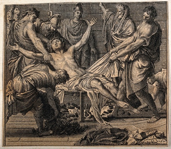 The martyrdom of Saint Laurence of Rome. Engraving.