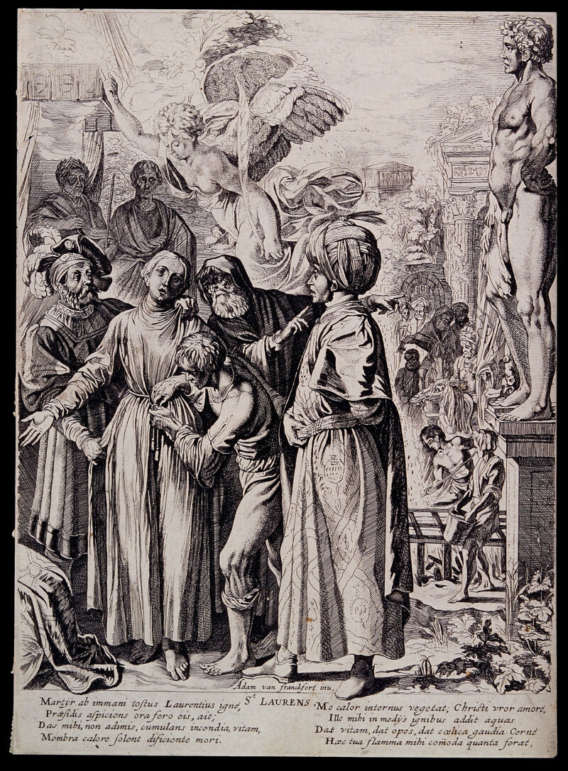 The martyrdom of Saint Laurence of Rome. Etching by P. Soutman after A. Elsheimer., by Adam Elsheimer