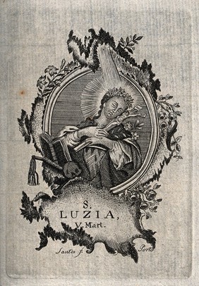 Saint Lucy. Etching by Santos.