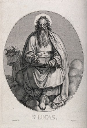 view Saint Luke. Engraving by E.E. Schäffer after P. von Cornelius.