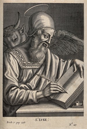 view Saint Luke. Engraving attributed to W. Faithorne.