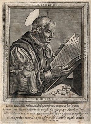 view Saint Luke. Engraving by L. Gaultier, 1603.