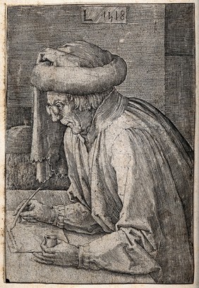 Saint Mark. Engraving by L. van Leyden, 1518.