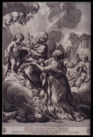 view Saint Martina. Engraving after Pietro Berrettini da Cortona.