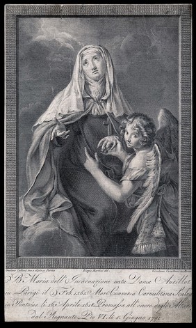 The blessed Mary of the Incarnation. Engraving by G. Carattoni after B. Martini after G. Callani.