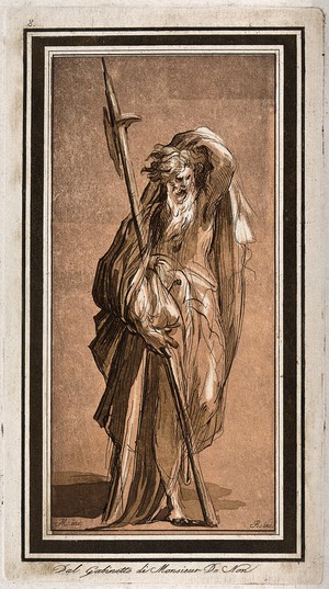 view Saint Matthew. Colour aquatint by F. Rosaspina after G.F. Mazzola, il Parmigianino.