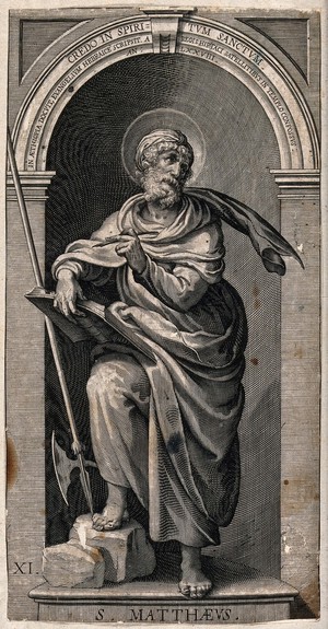 view Saint Matthew. Line engraving by L. Kilian, 1623, after J.M. Kager.