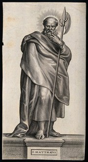 Saint Matthew. Line engraving by C. Galle after Sir P.P. Rubens.