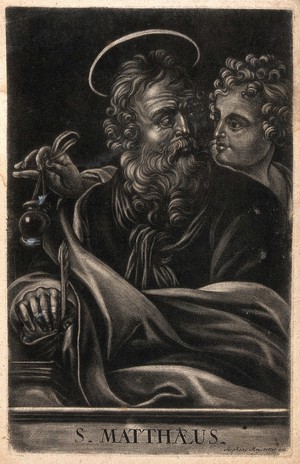 view Saint Matthew. Mezzotint by S. Meistetter.