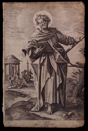 Saint Matthew. Etching by A. Collaert after M. de Vos.