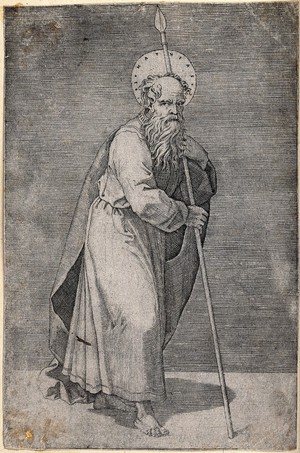 view Saint Matthias. Engraving by M.A. Raimondi after Raphael.