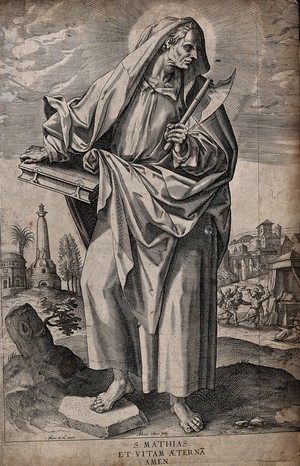 view Saint Matthias. Engraving by A. Collaert after M. de Vos.