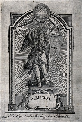 Saint Michael the Archangel. Engraving.