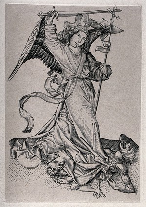 view Saint Michael the Archangel. Engraving after the Master E.S.