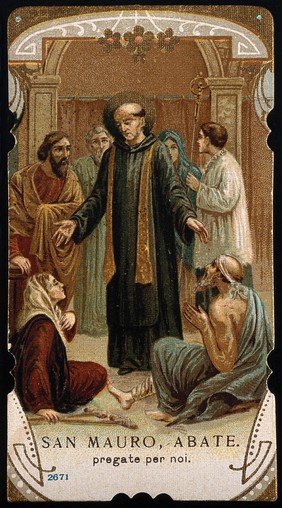 Saint Maurus. Colour lithograph.