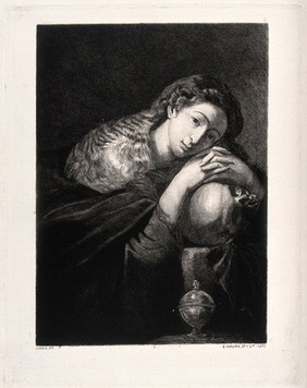 Saint Mary Magdalen. Etching by B. Maura, 1875, after J. Ribera.