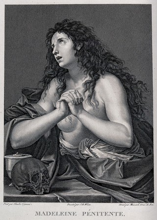 Saint Mary Magdalen. Line engraving by J. Massard after G.B. Wicar after G.A. Carlone.