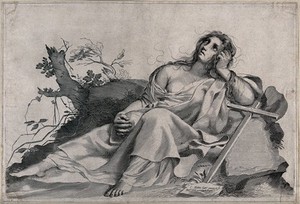 view Saint Mary Magdalen. Engraving by C. Mellan after himself.