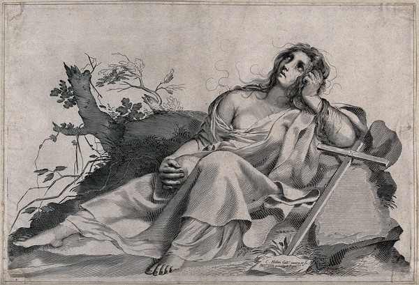 Saint Mary Magdalen. Engraving by C. Mellan after himself.