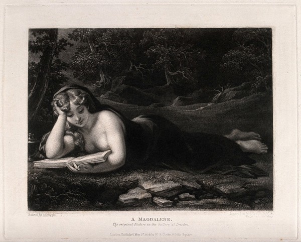 Saint Mary Magdalen. Mezzotint by S.W. Reynolds, 1829, after A. Allegri, il Correggio.