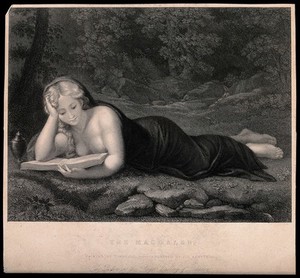 view Saint Mary Magdalen. Engraving by J.C Armytage after A. Allegri, il Correggio.