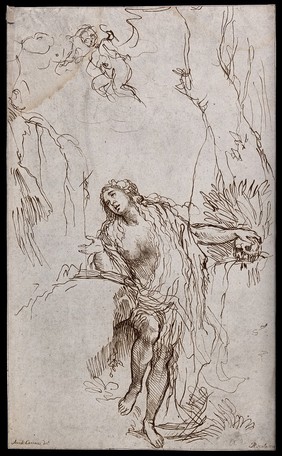 Saint Mary Magdalen. Etching by A. Pond, 1734, after Annibale Carracci.