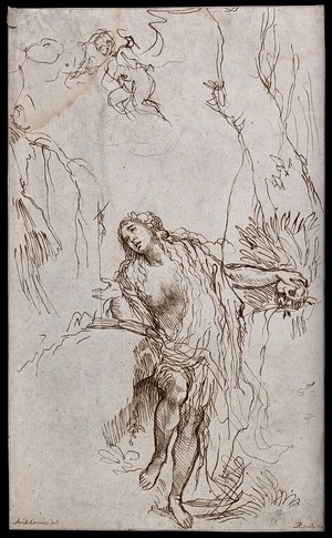 view Saint Mary Magdalen. Etching by A. Pond, 1734, after Annibale Carracci.