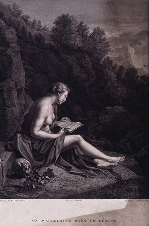 view Saint Mary Magdalen. Engraving by L.M. Halbou after Molenchon after A. van der Werff.