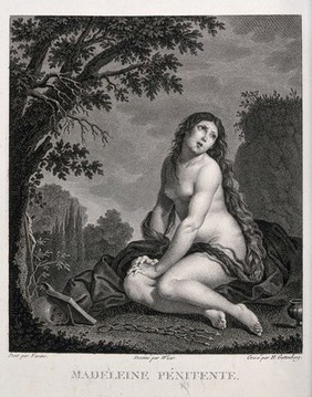 Saint Mary Magdalen. Engraving by H. Guttenberg after G.B. Wicar after F. Furini.