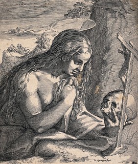 Saint Mary Magdalen. Etching by I.W.G. after B. Spranger.