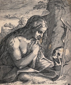 view Saint Mary Magdalen. Etching by I.W.G. after B. Spranger.