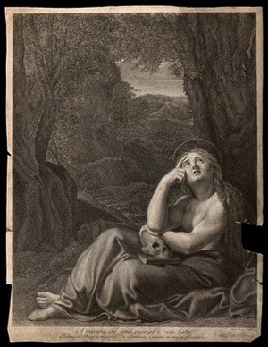 view Saint Mary Magdalen. Engraving by C. Faucci after Annibale Carracci.