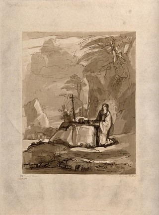 Saint Mary Magdalen. Aquatint by F.C. Lewis, 1840, after Claude Lorraine.