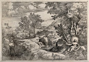 view Saint Mary Magdalen. Etching after G.F. Grimaldi.