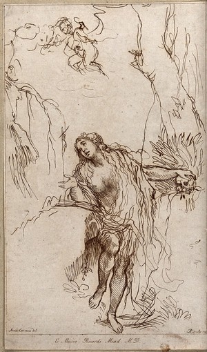 view Saint Mary Magdalen. Etching by A. Pond, 1734, after Annibale Carracci.