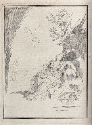 Saint Mary Magdalen. Etching attributed to G. Canale.