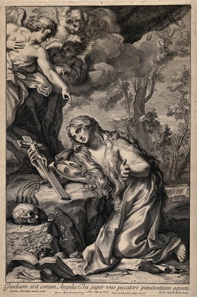Saint Mary Magdalen. Engraving by R. van Audenaerd after C. Maratta.