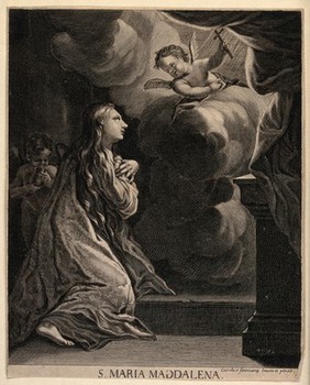 Saint Mary Magdalen. Line engraving after C. Cignani (?).