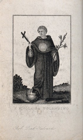 Saint Nicholas of Tolentino. Etching.