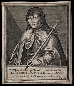 view Saint Paula. Line engraving by W. Marshall.