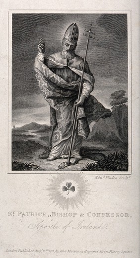 Saint Patrick. Engraving by E. Finden, 1815.
